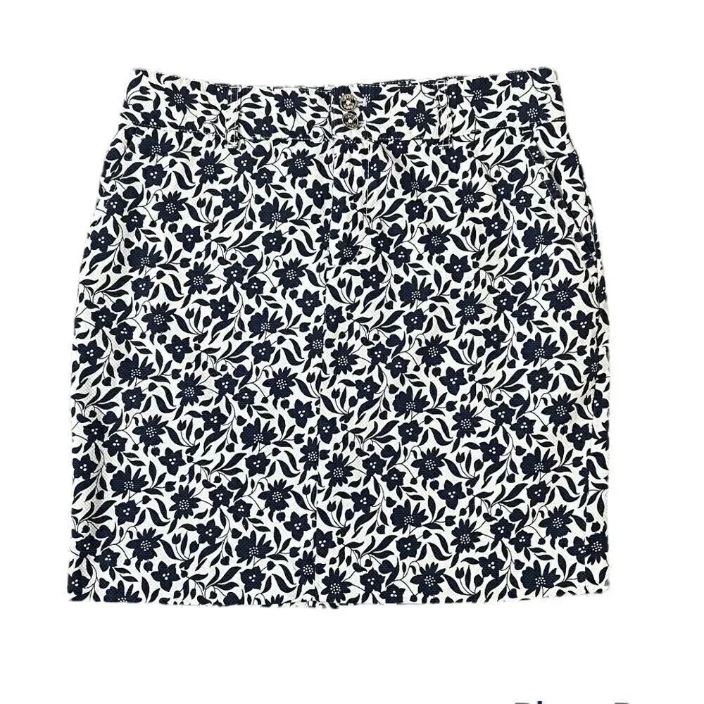 Chaps Navy Floral Pencil Mini Skirt Size 4